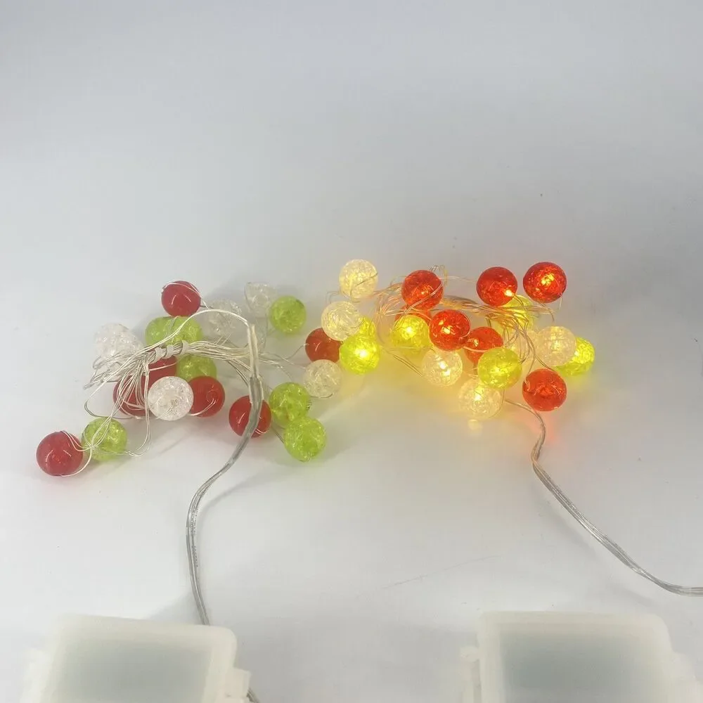 Set of 2 Pier 1 Multi Color Sphere Glimmer Strings Flexible LED Lights 10ft